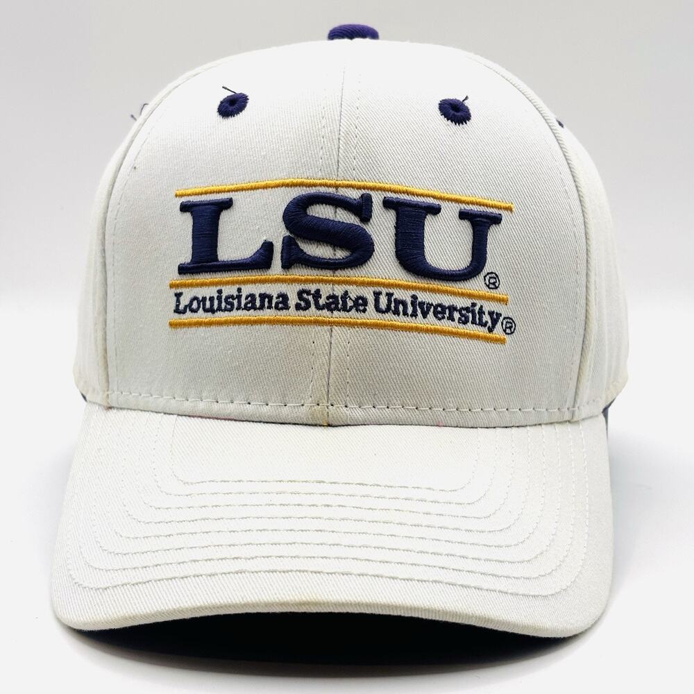 LSU Tigers NCAA Men’s The Game White Classic Bar Embroidered SnapBack Hat OSFM